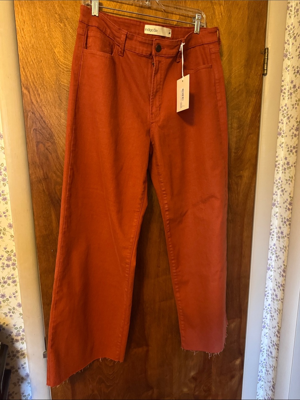 Indigo Wide-Leg Jeans in Rust Orange